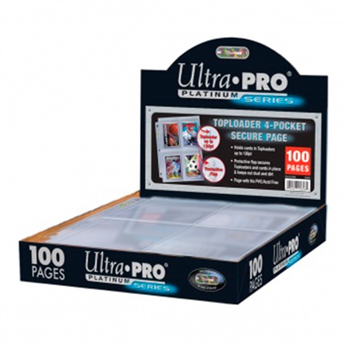 Toploader 4-Pocket Page 3 Hole (100 stk) - Ultra Pro Platinum Series - Plastiklommer